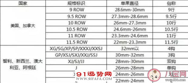 智利&美国车厘子规格对比