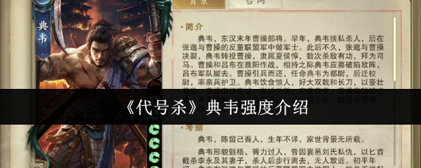 《代号杀》典韦强度详解