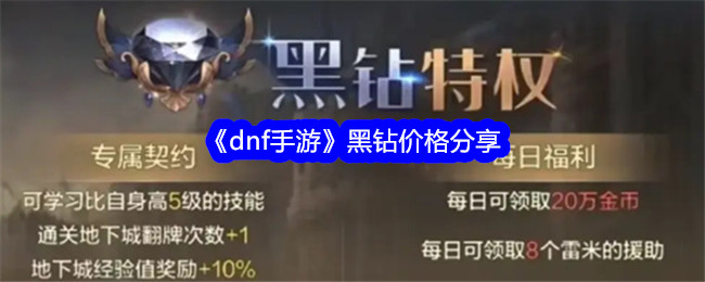 DN手游黑钻价格汇总