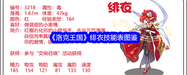洛克王国绯衣技能一览表