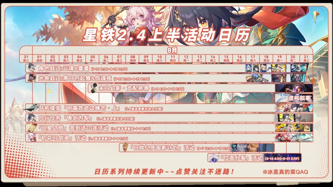 崩坏星穹铁道.4上半年度活动时间表