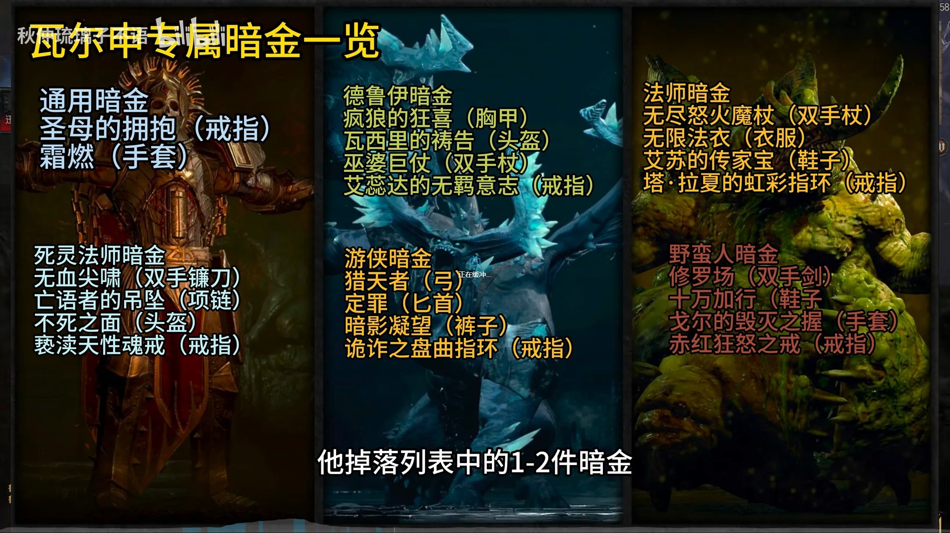 暗黑破坏神第五赛季全暗金掉落查询